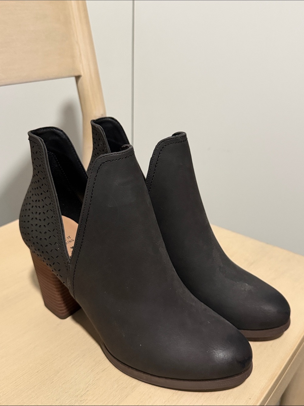 Call It Spring Black Cutout Ankle Booties Block Heel Women’s Size 10